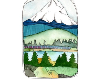 Art - Art Print - Watercolor Art Print - Oregon Art - Mt Hood Art - Print of Mt Hood Oregon - 8x10 Art Print - Mt. Hood Art - Mt. Hood