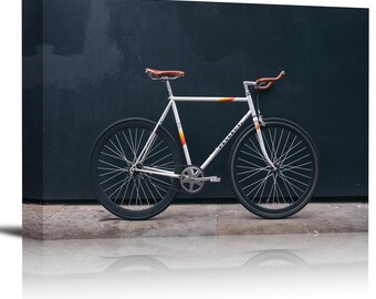 Vintage Road Bicycle Black Wall Art Print Decor Image - Canvas Stretched Framed