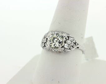 1920s Platinum Diamond Filigree Ring