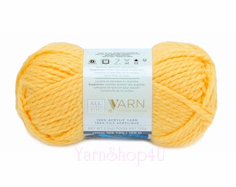 YELLOW Bulky Yarn. All Things You Premium Acrylic. Solid Yellow; this is a Golden Yellow Color. Soft Bulky Yarn. Same as Charisma Yellow.