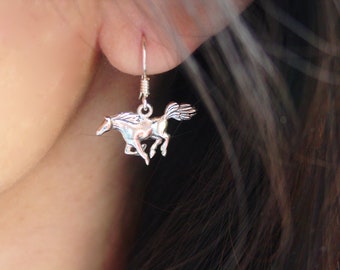 Mustang Horse Earrings Sterling Silver, Equestrian Jewelry Horse Necklace Horse Earrings