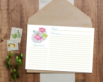 Dragonfly Recipe Card - Instant Download - 3x5 and 4x6