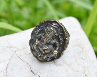 Vintage Brass Elephant ring / Ganesha ring
