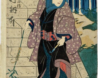 Original Ukiyo-e Woodblock print, original, Utagawa Kunisada, Kabuki actor, Edo-period