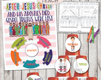 LDS April 2018 Sharing Times Week 1: "After Jesus Christ and His Apostles died, gospel truths were lost" Title Poster, Object Lesson & more!