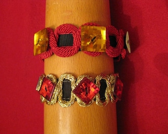 Button Bracelets with fabric trims