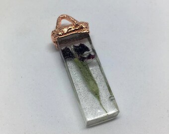 Plant Resin Necklace, Resin Flower Jewelry, Pressed Flower Jewelry, Crystal Resin Pendant, Terrarium Jewelry, Plants in resin