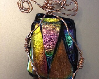 Wire Wrapped Dichroic Glass