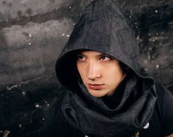 Hood Scarf, Hooded Scarf, Scarf hood ,Infinity Scarf, Black Scarf,Men Scarves, Infinity Hood,Scarves For Men,Hooded Scarves