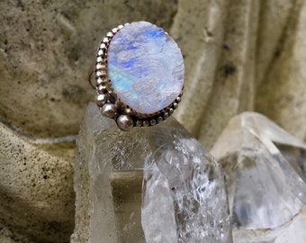 Druzy Moonstone Ring
