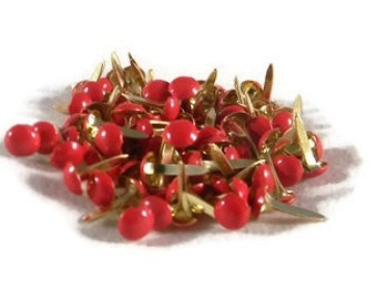 Red Mini Round Scrapbooking Brads - Paper Fasteners - 100ct | Embellishments