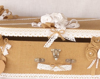 Wedding urn-shaped bag in Burlap and fabric