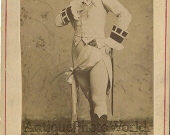 Beautiful actress Bessie Cleveland as a soldier antique cabinet photo