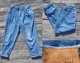 Vintage 90s jeans, vintage 90s mom jeans, high rise jeans, tapered leg jeans, vintage l.l. bean jeans