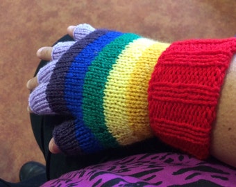 Adult Striped fingerless gloves