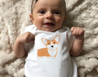Corgi baby clothes, Corgi baby bodysuit for baby boy or baby girl, gift for baby