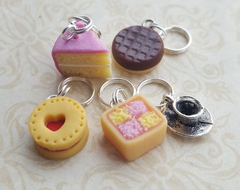 Cake stitch markers for knitting, novelty stitch markers, biscuit and cake themed knitting accessory, for knitting or crafts