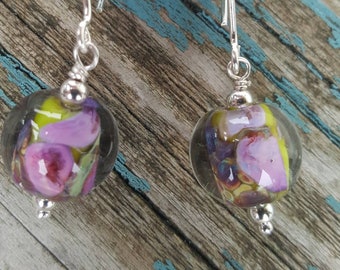 Glass & Silver Earrings. Lampwork Earrings SRAJD FHFteam