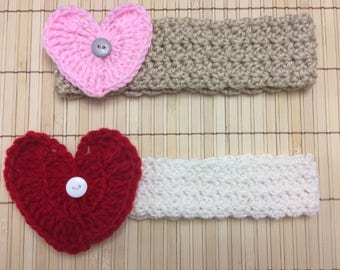 Handmade Crochet Child Heart Headband