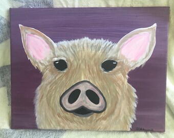 Pig Head Acrylic Painting