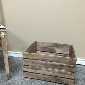 Medium Stained Rustic Wood Crate