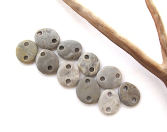 Rock Links Mediterranean Beach Stone Jewelry Links River Rock Beach Pebble Diy Jewelry River Stone Connectors Small GRAY LINKS 14-16 mm