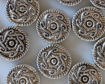 set of 4 silver metal disc beads
