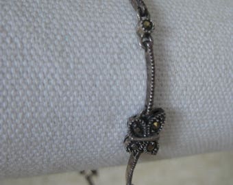 Butterfly Marcasite Bracelet Sterling Vintage Link Silver