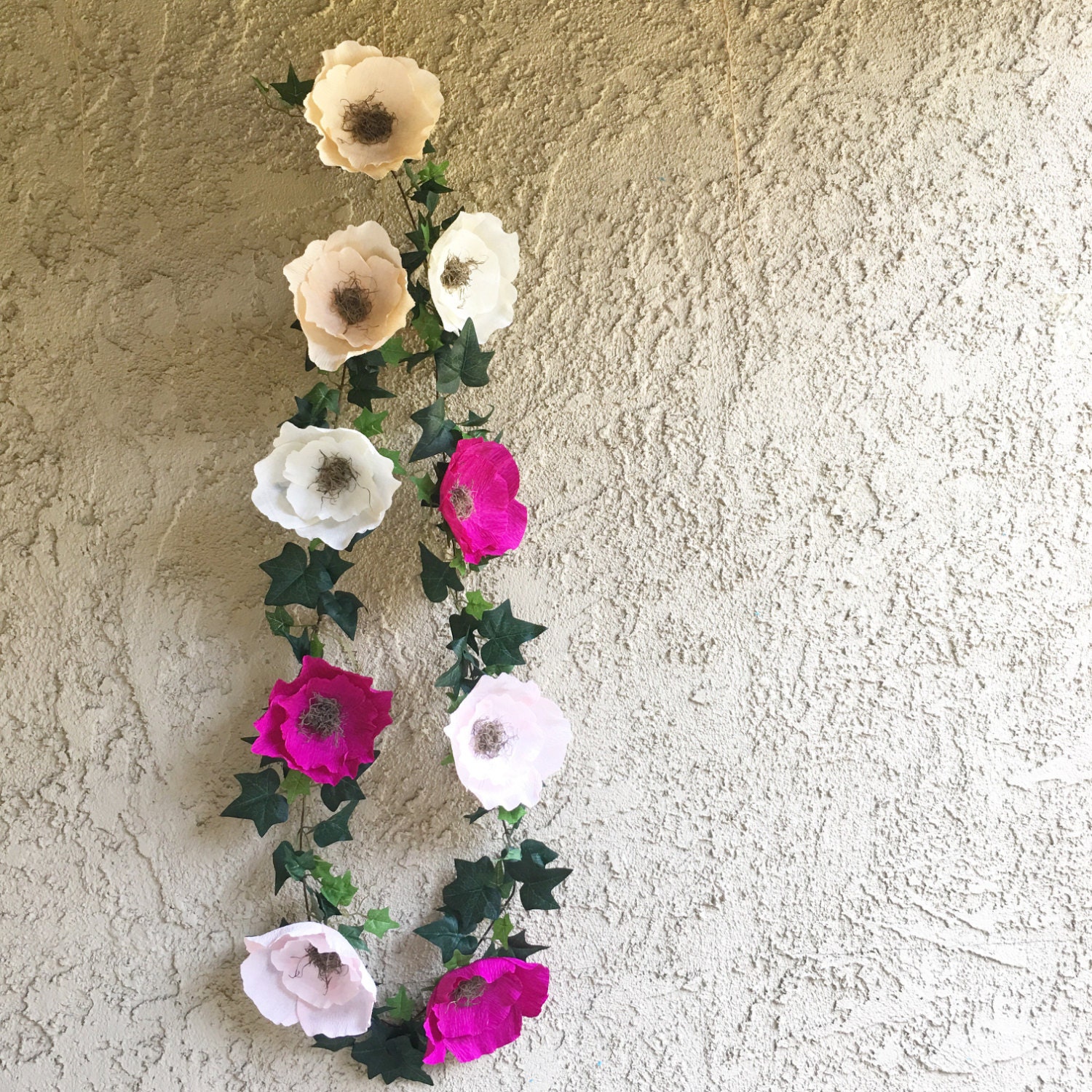 Crepe Paper Flower and Ivy Garlands