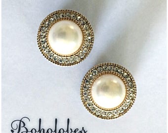 Gold pearl rhinestone wedding hider plugs gauges sizes: 8g, 6g, 4g, 2g, 1g, 0g, 00g, 7/16", 1/2", 9/16"