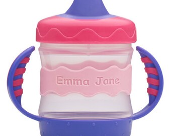 Personalized Orbit Labels for baby bottles and sippy cups by InchBug (Bubblegum Pink 2-PACK)