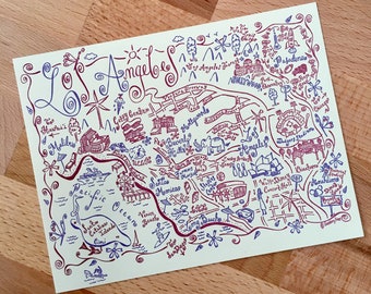 Los Angeles Map Letterpress Postcard/Save the Date Cards