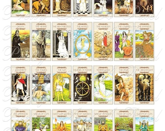 Vintage Tarot Cards - Domino Size 1 x 2 inch - INSTANT DOWNLOAD - Digital Collage Sheet