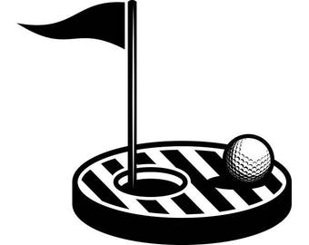 Golf Flag Hole #2 Golfer Golfing Clubs Sports Course Cart Ball Green Game .SVG .EPS .PNG Instant Digital Clipart Vector Cricut Cut Cutting
