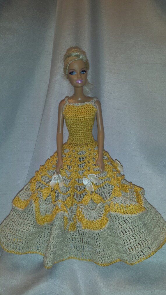 Crochet Barbie Ball Gown Handmade Crocheted Fashion Doll