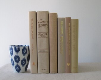 Beige Decorative Books Set, Book Bundle, Wedding Centerpiece, Books by Color, Shelf Decor, Mantel Decor, Tan Books, Book Stack, Beige Decor
