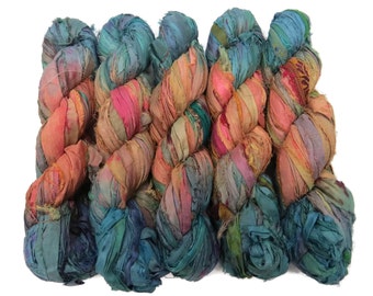 New! Sari Silk Ribbon, 100g , 50 yards, Sandstone
