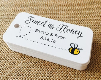 Sweet as Honey Custom Tags, Product Tags, Personalized Tags, Wedding Tags, Product Tags, Gift Tags, Personalized Tags - Set of 20