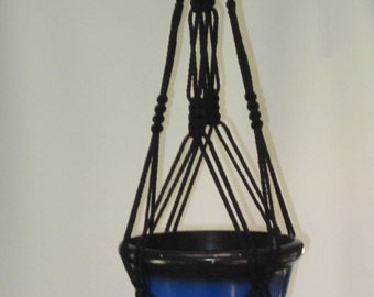 Macrame Plant Hanger Vintage Style 4mm, 24 inch BLACK