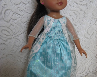 Blue Sparkley Print gown to fit Hart for Hart, Les Cheries and other 13" Dolls