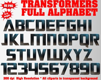 Transformers Full Alphabet, Numbers, Symbols, Auto bots Logo | 83 PNG | 300 dpi | Transparent Background | Transformers Birthday Party