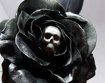 Gothic Black Gumpaste Rose Cake Topper Sugar Flower Gothic Wedding