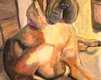Custom pet portrait 9x12 inches watercolor on paper