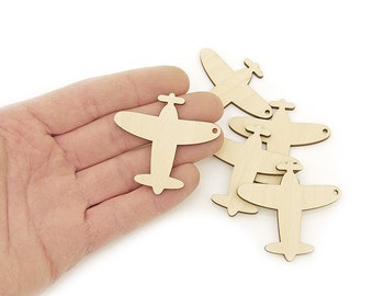 5pcs. Wooden Vintage Plane (5cm) Shapes Wood Craft Ornament Retro Plane Art Projects Craft Decoration Gift Decoupage MG000521