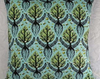 20" Decorative Throw Pillow Cover ~ Tree of Life Pool Blue Birds and Bees Tula Pink Fabric