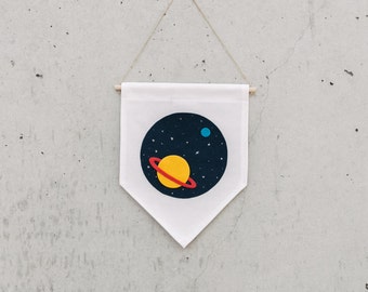 SATURN - Wall Banner, customizable, Canvas wall banner, canvas banner, wall decor, wall hanging. SIZE M.