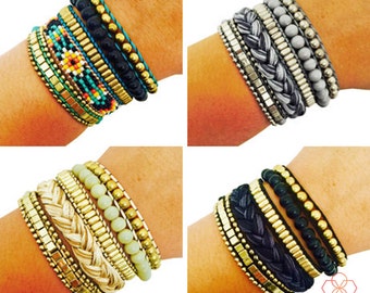 Fitbit Bracelet for FitBit Flex or Flex 2 Fitness Activity Trackers - The ROSIE Beaded Braided Layered Snap Fitbit Bracelet- 8 Colors