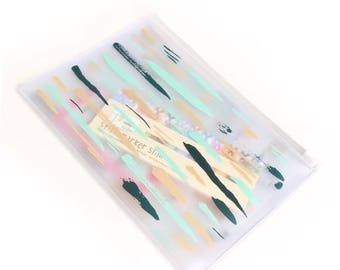 Planner A. Craft-Plastic briefcase with zipper, decorated Mint & Caramel