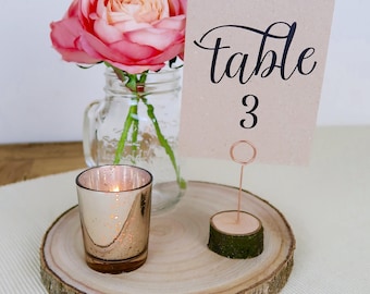 Wooden Table Number Holders, Table Name Holders, Place Card Holders, Menu Holders, Rustic Wedding Decoration, Copper Wire, FREE UK SHIPPING