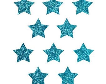 10 little stars clothing blue glittery 15x15mm